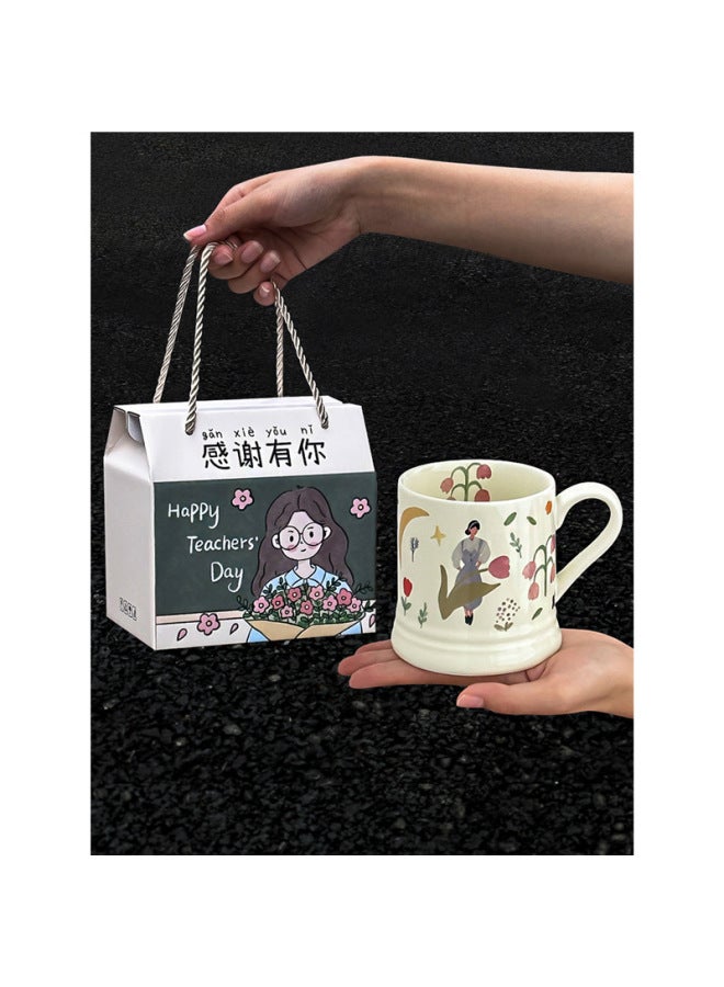 Birthday Gift Girls Send Best Friends Practical Cup Accompanying Gift March 8th Women's Day Send Kindergarten Teachers Advanced Sense-Color:Tulip Flower Sea + Thank You For Having You Gift Box Happy - Image 4